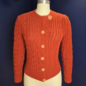 1930s Vintage Hand Made Cable Knit Sweater, XS